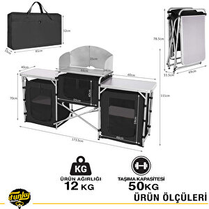Cooking Station Katlanabilir Kamp Mutfağı - Lamba Askılı
