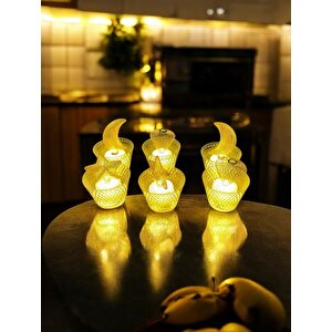 Dekoratif Led Mum - 3 Model 6 Lı Led Işık Mumluk Aksesuar