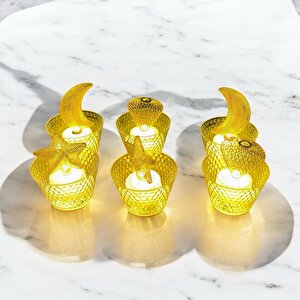 Dekoratif Led Mum - 3 Model 6 Lı Led Işık Mumluk Aksesuar