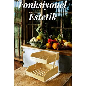 Bambu 2 Katlı Meyvelik - Bambu Katlı Sunumluk