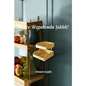 Bambu 2 Katlı Meyvelik - Bambu Katlı Sunumluk
