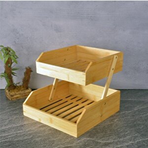 Bambu 2 Katlı Meyvelik - Bambu Katlı Sunumluk