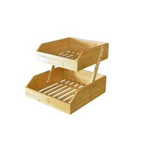 Bambu 2 Katlı Meyvelik - Bambu Katlı Sunumluk