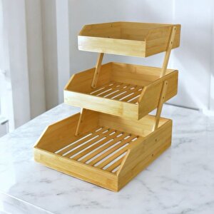 Bambu 3 Katlı Meyvelik - Bambu Katlı Sunumluk