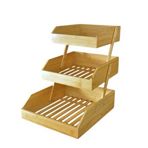 Bambu 3 Katlı Meyvelik - Bambu Katlı Sunumluk