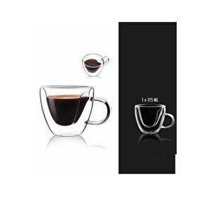 Çift Cidarlı 2 Li Cam  Kahve Fincanı 2 Kişilik Çift Cam Kulplu Fincan 12465