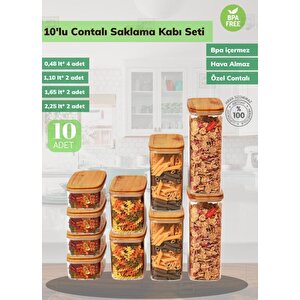 10’lu Saklama Kabı Seti Bpa Free Erzak Bakliyat Kutusu Hava Almaz