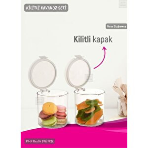 2’li Kilitli Silindir Kavanoz Seti Erzak Kabı Hava Sızdırmaz 0,65 Litre X 2 Bpa Free