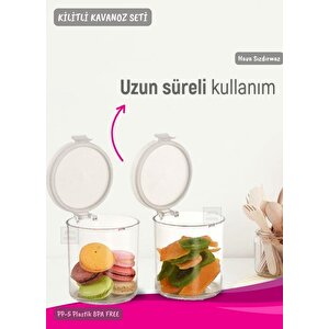 2’li Kilitli Silindir Kavanoz Seti Erzak Kabı Hava Sızdırmaz 0,65 Litre X 2 Bpa Free