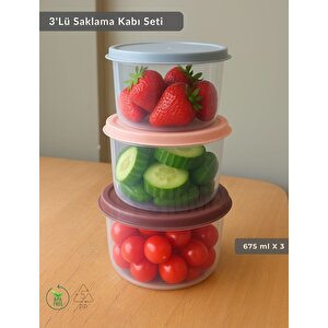 3'lü Saklama Kabı Bpa Free Hava Almaz Sızdırmaz Beslenme Kabı 675 Ml