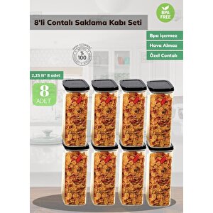 8’li Saklama Kabı Seti Bpa Free Sızdırmaz Erzak Kabı Hava Almaz Bakliyat Kabı