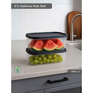 Dikdörtgen 2'li Saklama Kabı Bpa Free Derin Dondurucu Için Uygun Beslenme Kabı 2900 Ml
