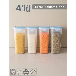 4'lü Erzak Kabı Seti Kilitlenebilir Saklama Kabı Hava Almaz Bakliyat Kabı Bpa Free