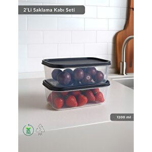 Dikdörtgen 2'li Saklama Kabı Bpa Free Derin Dondurucu Için Uygun Beslenme Kabı 1200 Ml