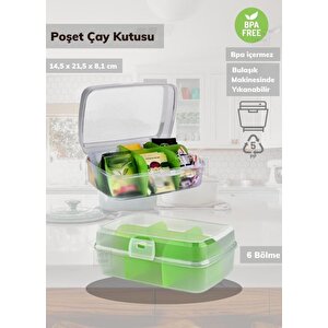 6 Bölmeli Çay Kutusu Şeffaf Çay Kabı Plastik Poşet Çay Kutusu Bpa Free