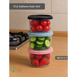 3'lü Saklama Kabı Bpa Free Hava Almaz Sızdırmaz Beslenme Kabı 360 Ml