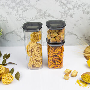 2 Adet 3'lü Sızdırmaz Kapaklı Vakumlu Kare Erzak Saklama Kabı Seti 6 Parça