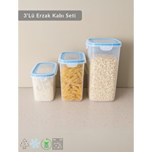 3'lü Erzak Kabı Seti Kilitlenebilir Saklama Kabı Hava Almaz Bakliyat Kabı Bpa Free