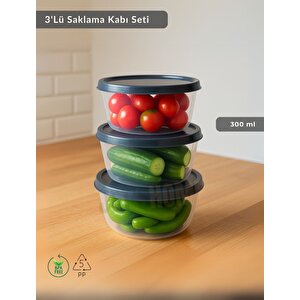 Yuvarlak 3'lü Saklama Kabı Bpa Free Derin Dondurucu Için Uygun Beslenme Kabı 300 Ml