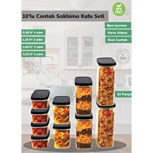 10’lu Saklama Kabı Seti Bpa Free Bakliyat Kabı Hava Almaz Sızdırmaz Erzak Kabı