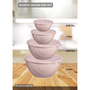 4’lü Yuvarlak Saklama Kabı Seti Bpa Free