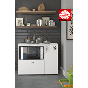 Tamamı Mdf Mikrodalga/mini Fırın Modülü 2 Kapaklı Çok Amaçlı Mutfak Dolabı