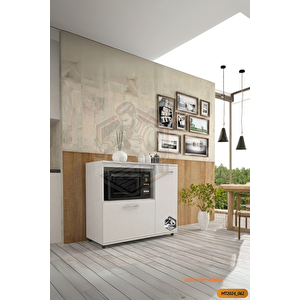 Tamamı Mdf Mikrodalga/mini Fırın Modülü 2 Kapaklı Çok Amaçlı Mutfak Dolabı