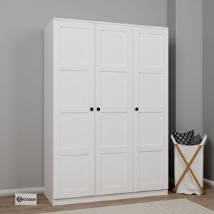 Lucas 3 Kapılı Yüklük, Yorgan, Yastık Dolabı - Mat Beyaz