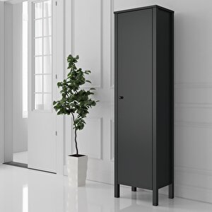 Venezia Tek Kapaklı Ahşap Ayaklı Çok Amaçlı Mutfak, Erzak Dolabı, Banyo Havlu Dolabı - Minifiks - Antrasit