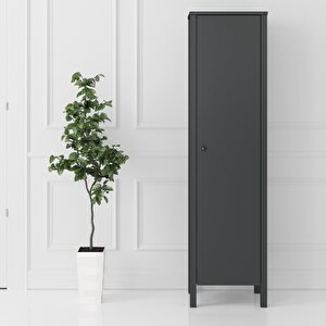 Venezia Tek Kapaklı Ahşap Ayaklı Çok Amaçlı Mutfak, Erzak Dolabı, Banyo Havlu Dolabı - Minifiks - Antrasit