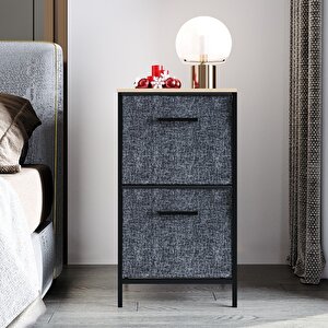 Çok Amaçlı Dolap 2 Çekmeceli Orta Boy Komodin Sehpa Füme 1605
