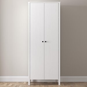 Venezia 2 Kapaklı Ahşap Ayaklı Çok Amaçlı Mutfak, Erzak Dolabı, Banyo Havlu Dolabı - Minifiks - Wood Beyaz
