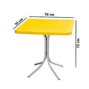 Mt-cf870 Prima Fonte Plastik Kare Bahçe Balkon Masa 70x70 Cm Sarı