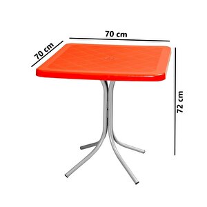Mt-cf870 Prima Fonte Plastik Kare Bahçe Balkon Masa 70x70 Cm Turuncu