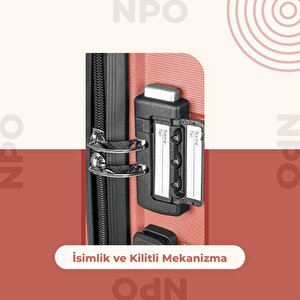 Npo Diamond Pp polipropilen Küçük Ve Orta Boy 2'li Kırılmaz Valiz Seti - Somon