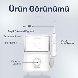Npo Nicefeel Fc180 Profesyonel 600ml Diş Teli/protez Bakım Ve Ağız Duşu-beyaz
