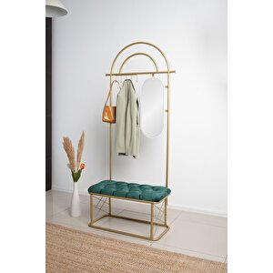 Aynalı Portmanto Puf Bench Ayakkabılık Telli Raf
