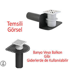 Parapet Dik İniş 100'lük Direnaj Hünisi Çatı Balkon Yağmur Su Tahliye Gider Borusu Oluk Adaptörü