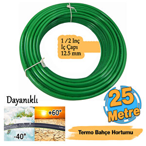 Termo Bahçe Hortumu 25 Metre Dayanıklı 3 Katlı Sağlam Çeşme Su Sulama Yıkama Hortum 12.5 Mm 1/2"