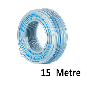 Örgülü Şeffaf Bahçe Hortumu 15 Metre Dayanıklı 3 Katlı Sağlam Su Sulama Yıkama Hortum 12.5 Mm 1/2"