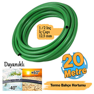 Termo Bahçe Hortumu 20 Metre Dayanıklı 3 Katlı Sağlam Çeşme Su Sulama Yıkama Hortum 12.5 Mm 1/2"