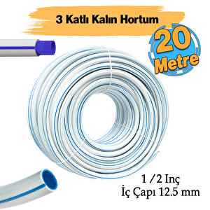 Bahçe Hortumu 20 Metre 3 Katlı Kalın Sağlam Çeşme Su Sulama Hortum Araç Araba Yıkama 12.5 Mm 1/2"
