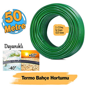 Termo Bahçe Hortumu 50 Metre Dayanıklı 3 Katlı Sağlam Çeşme Su Sulama Yıkama Hortum 12.5 Mm 1/2"