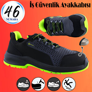 İş Ayakkabısı 46 Numara Çelik Demir Burunlu Nubuk Bağcıklı Sportif Güvenlik İnşaatçı Ayakkabı