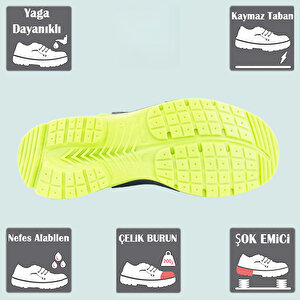 İş Ayakkabısı Çelik Demir Burunlu 41 Numara Kauçuk Ara Tabanlı İş Güvenlik İnşaatçı Rahat Bağcıklı