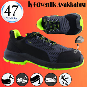 İş Ayakkabısı Çelik Demir Burunlu 47 Numara Nubuk Bağcıklı Sportif Güvenlik İnşaatçı Ayakkabı