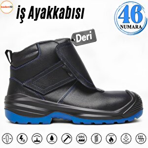 İş Ayakkabısı 46 Numara Deri Kopozit Burunlu Kaynakçı İnşaatçı Tekstil Güvenlik Ayakkabı Bot Cırtlı