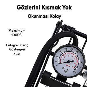 Tek Kalın Pistonlu Ayak Tipi Pompa Tekli Teker Araç Bisiklet Top Bot Lastik Şambrel Şişirme Pompası
