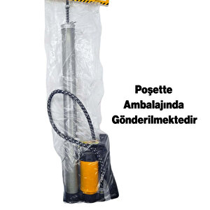 Metal El Tipi Göstergeli Bisiklet Pompası Gri Ayak Tutamaklı Top Teker Şambrel  Şişirme 160 Psı