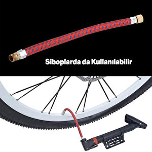Bisiklet Pompa Seti 30 Cm El Tipi Ayak Tutamaklı Hava Top Şişirme Plastik Başlıklı Borulu İğne Uçlu
